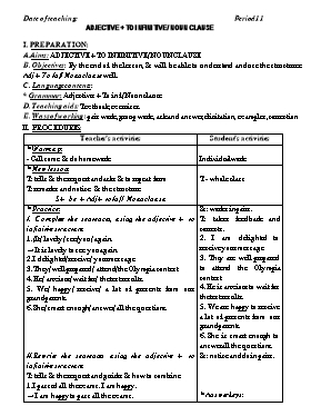 Giáo án Tiếng anh lớp 8 - Tiết 11 đến 14